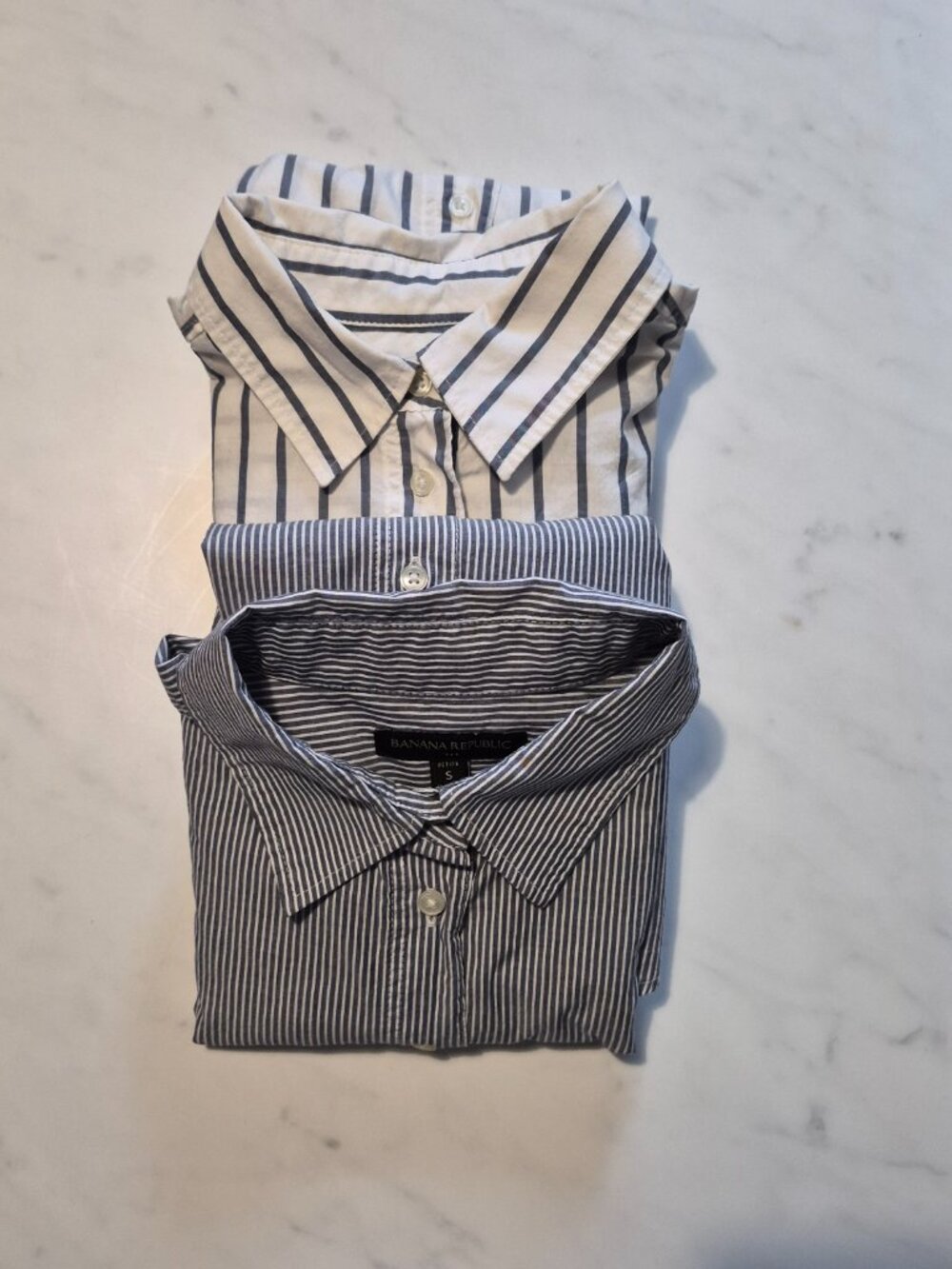 Bundle of 2 Banana Republic Petite Striped Button Up Shirts S